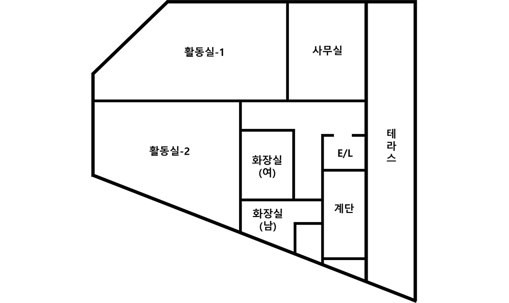 천안돌봄사회서비스센터 지상 3층 평면도